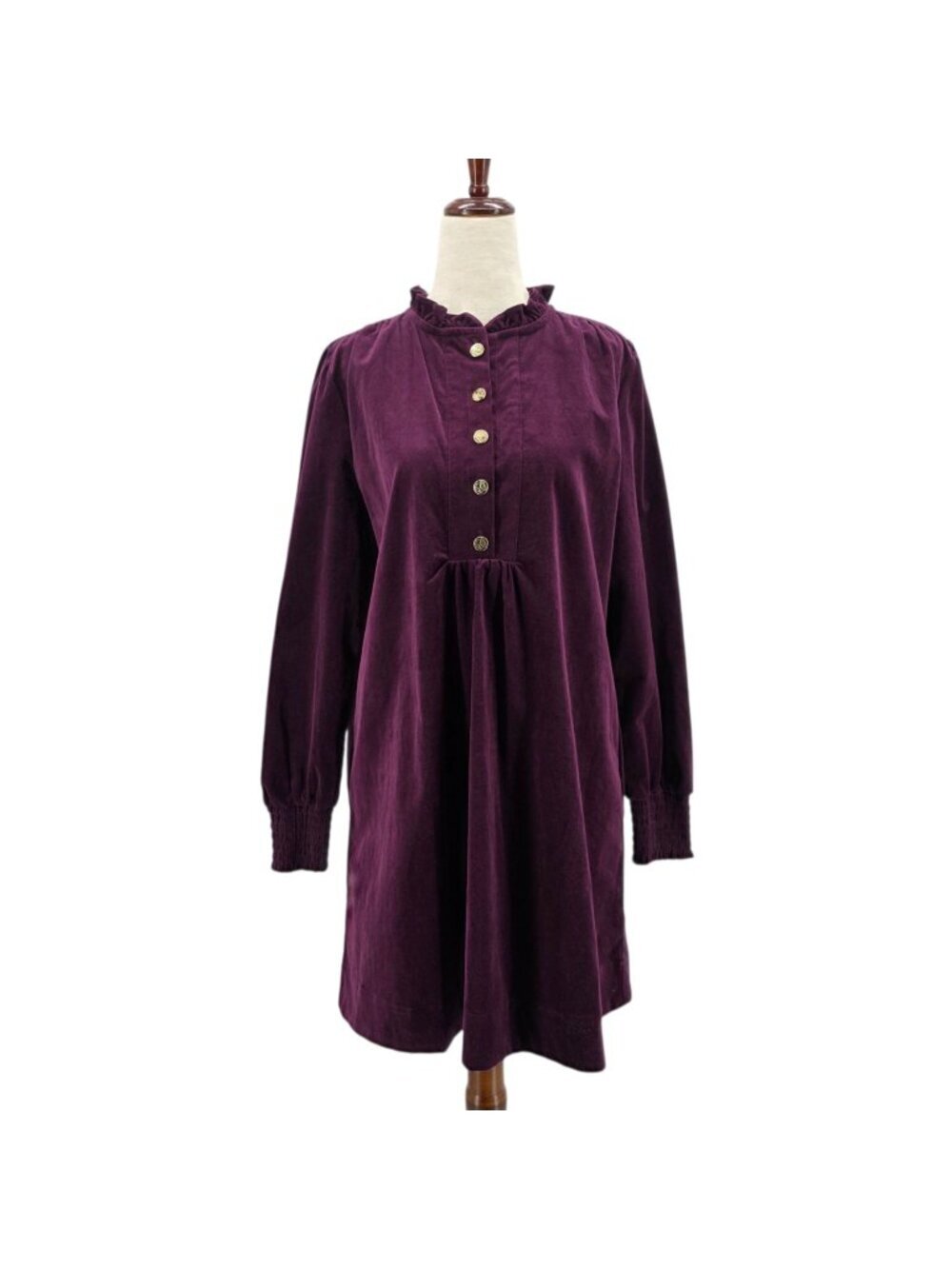 NEW Draper James RSVP Womens Small Dress Corduroy Short Ruffle Collar Purple